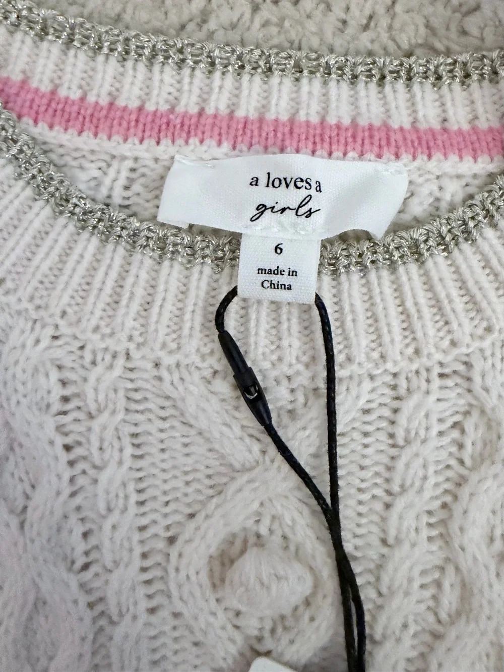 A Loves A Girls Cream Knit Dress w/ Tulle Skirt Girls‎ Size 6 NWT